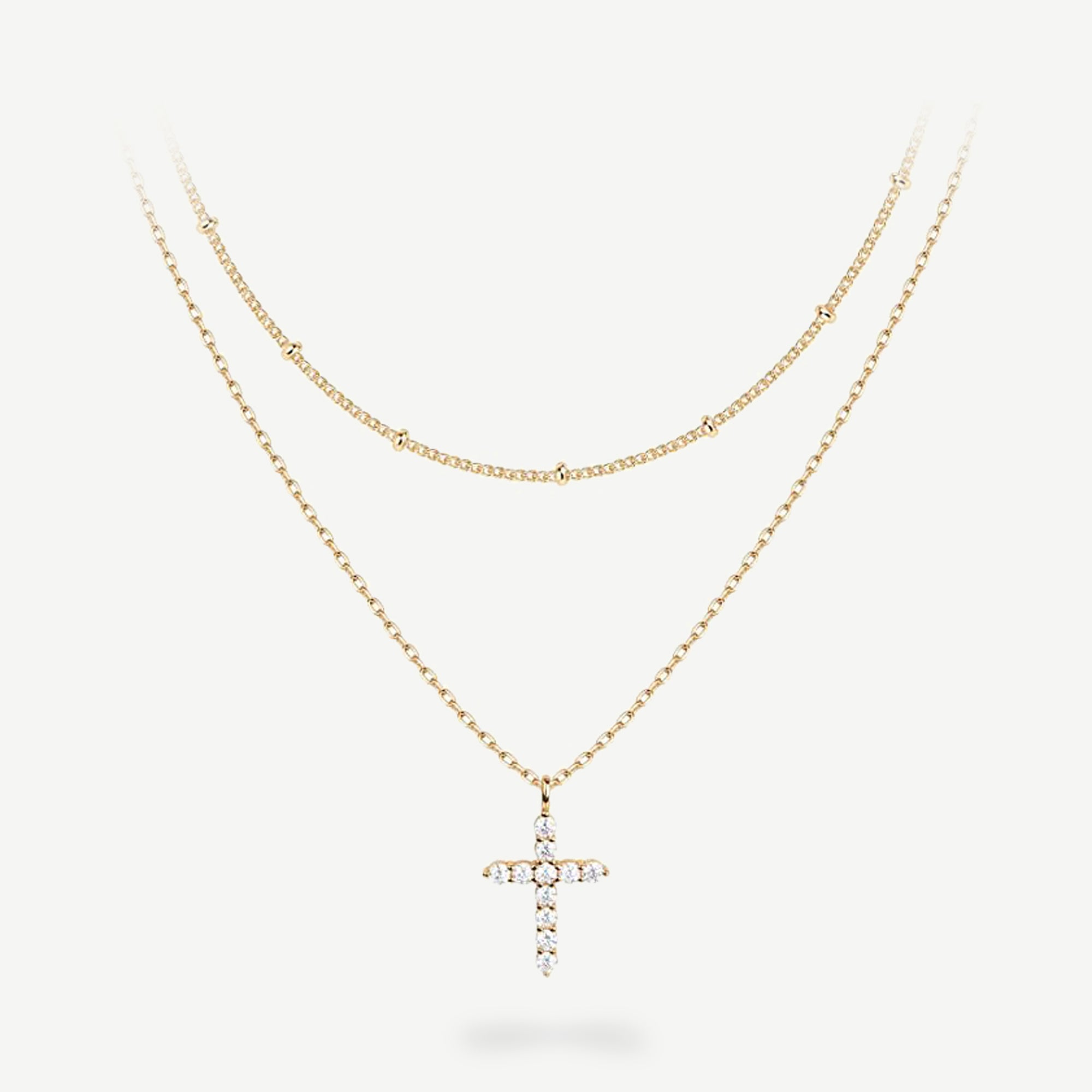 Stacked Faith Cross Necklace - Lamb's Light