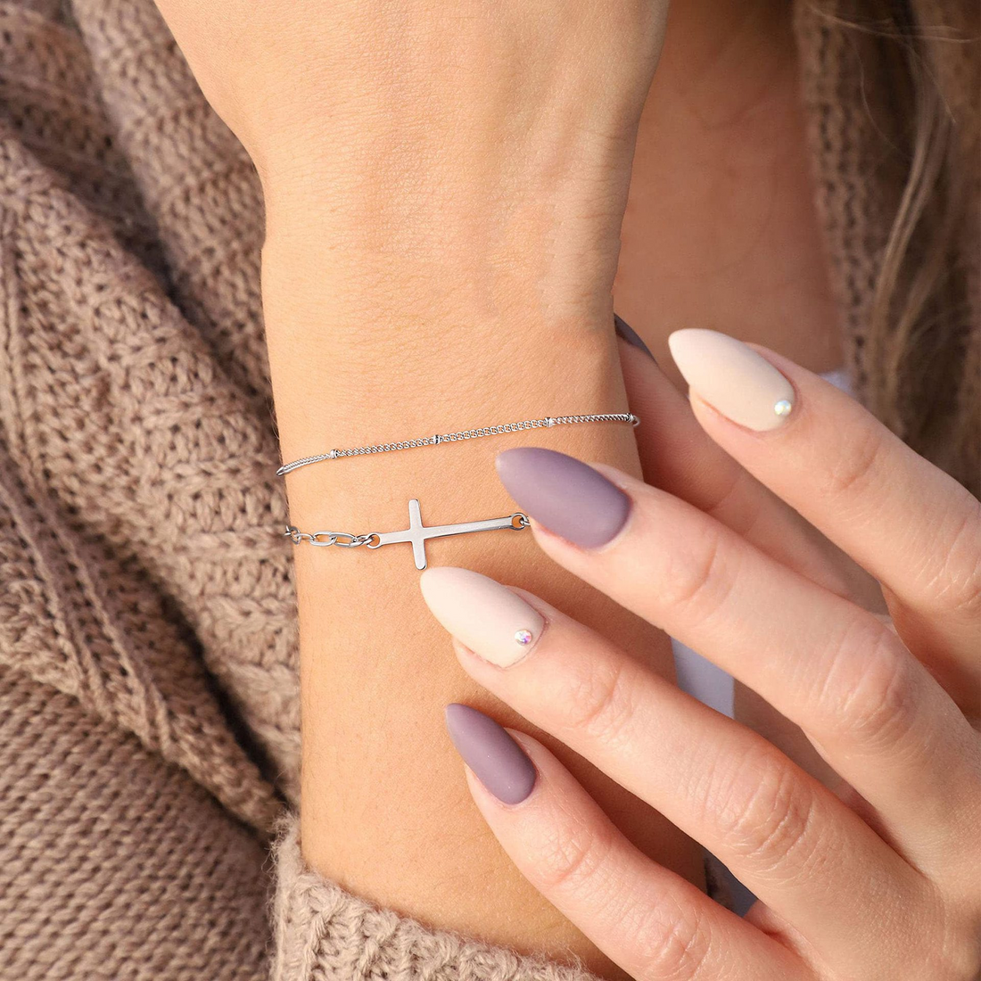 Layered Cross Bracelet Duo